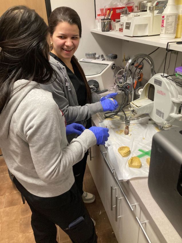 students training to create dental molds in the lab students training to create dental molds in the lab
